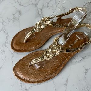 Gianni Bini Gold braided Cork Sandal Brunch size 7 Women